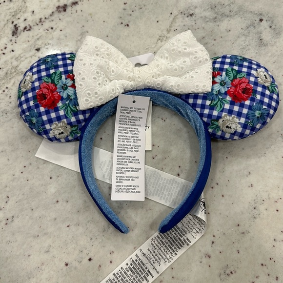 Epcot Gingham Floral Mickey Ears. Authentic, new with tags. - Picture 1 of 3